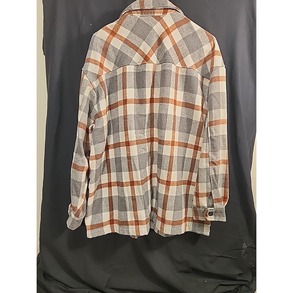 HFX Womens Shirt Jacket Fit Snap Button (Gray/Brown, Large) - Picture 8 of 8